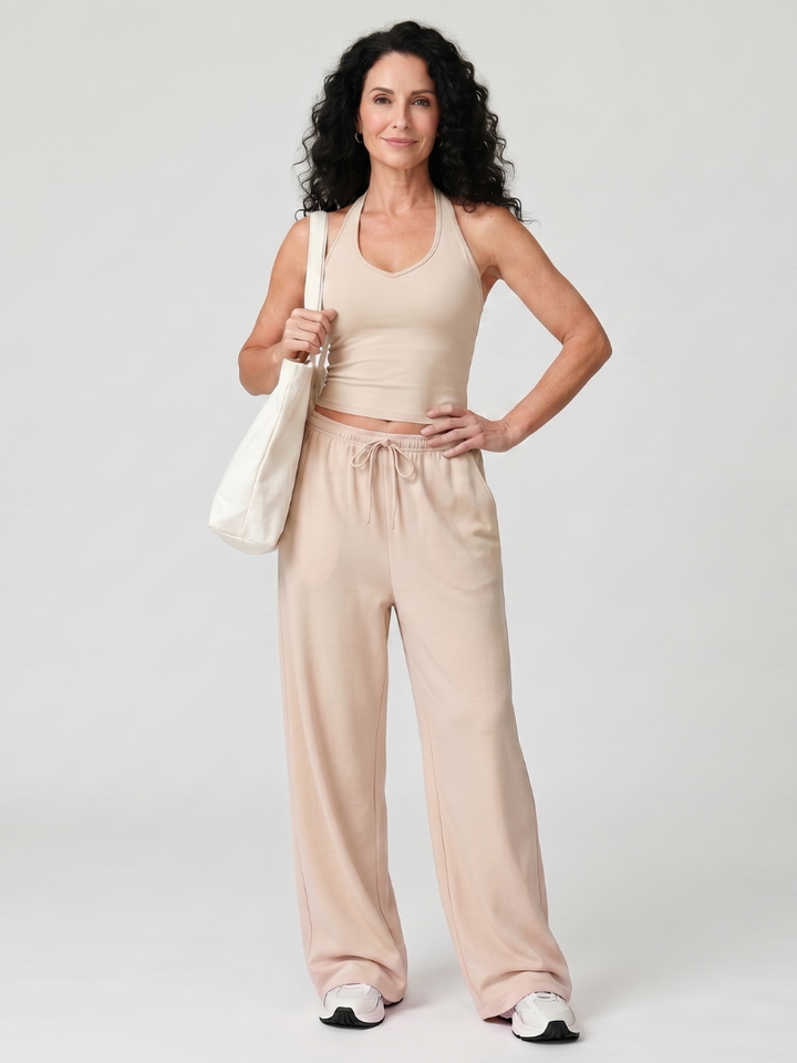 Two Piece Set Sleeveless Top and Wide Leg Pants