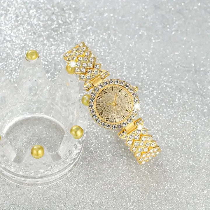 Gold Watch and Bracelet Set - Classic Timepiece Gift for Women