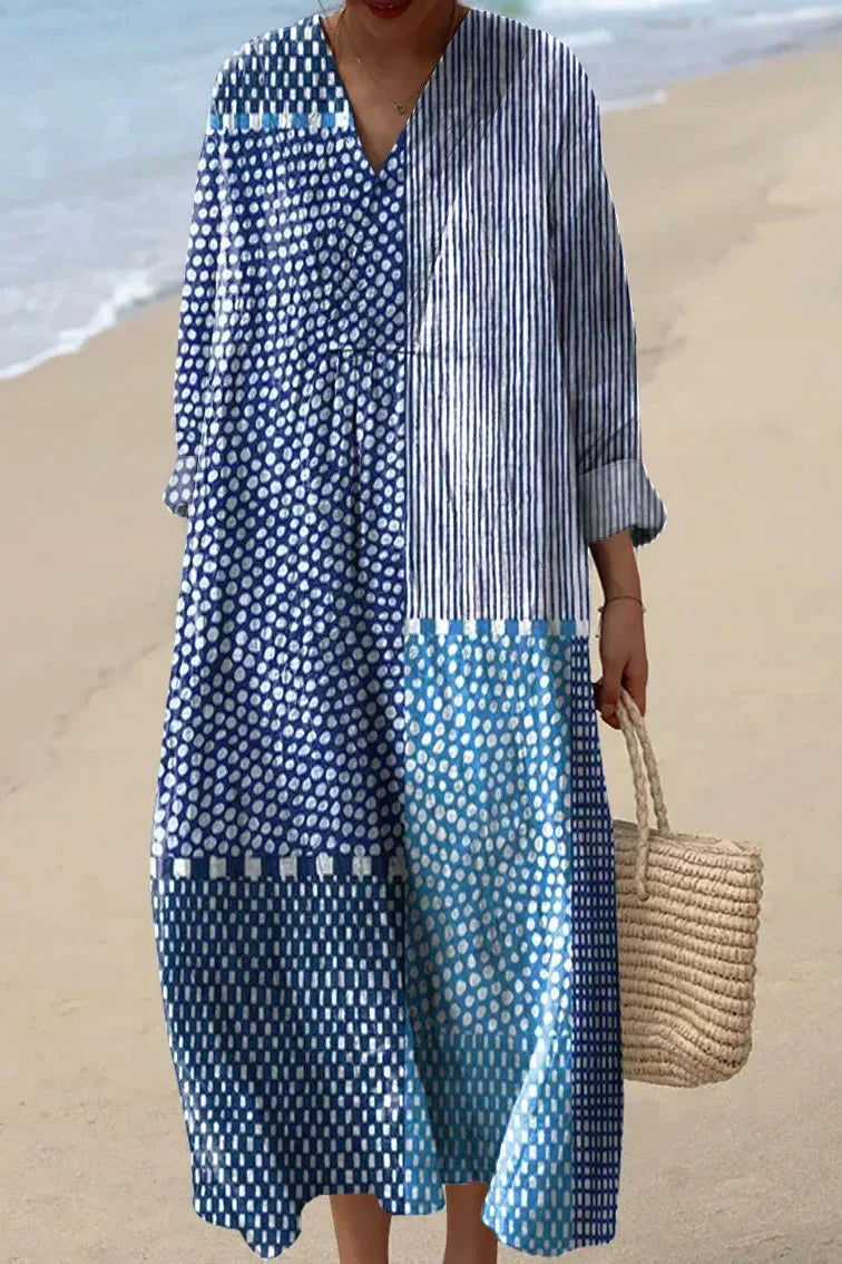 Wave Print Dress Relaxed Fit Summer Dress for Women