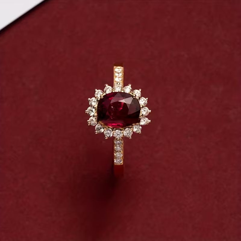 Statement Gold Ring with Red Stone | Bold Cocktail Ring