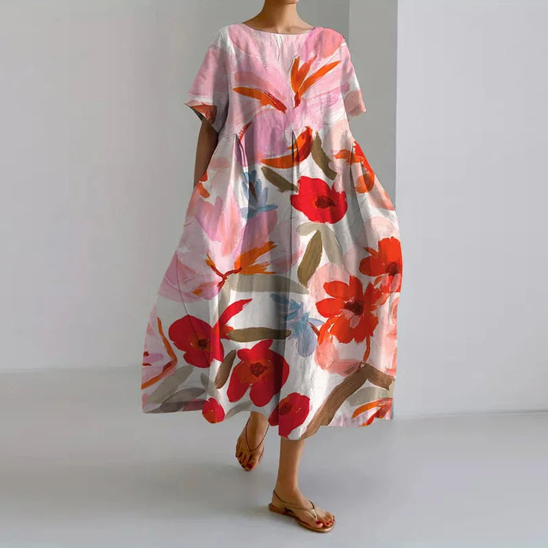 Floral Summer Dress for Women - Lightweight Relaxed Fit Sundress