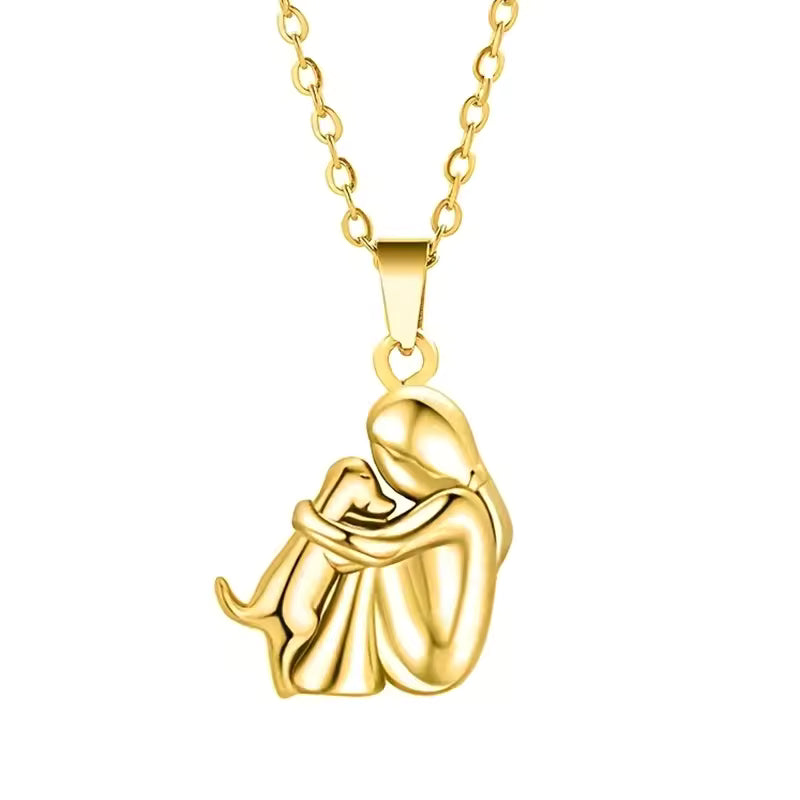 Dog Memorial Necklace Gold Pendant for Women
