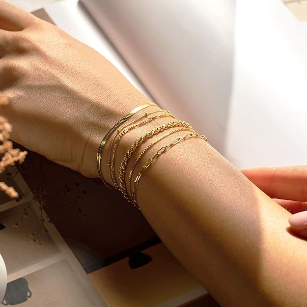 Gold Bracelet Set for Women | Layered Stacking Bracelets