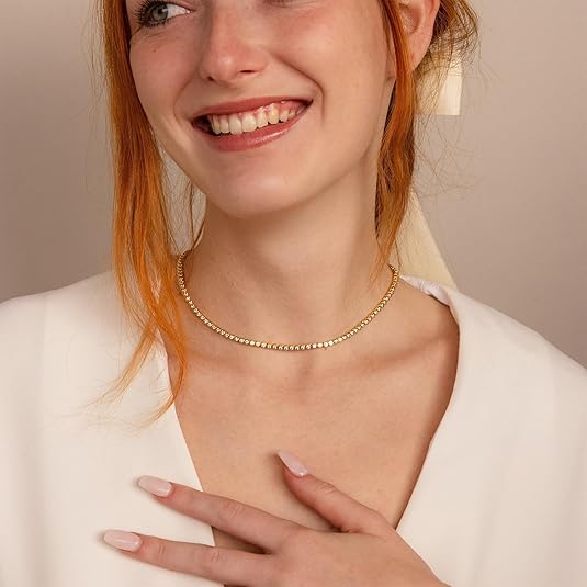 Tennis Necklace Gold | Classic Delicate Chain Necklace