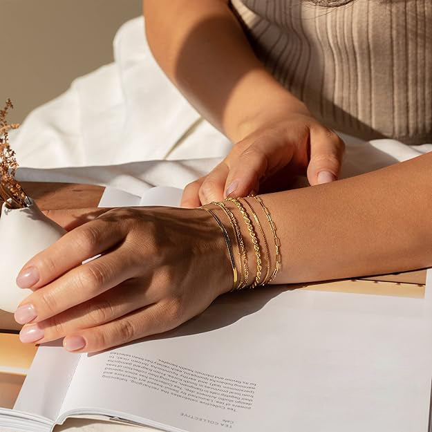 Gold Bracelet Set for Women | Layered Stacking Bracelets