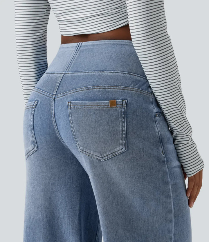 Wide Leg Jeans for Women Mid Rise Baggy Denim with Pockets
