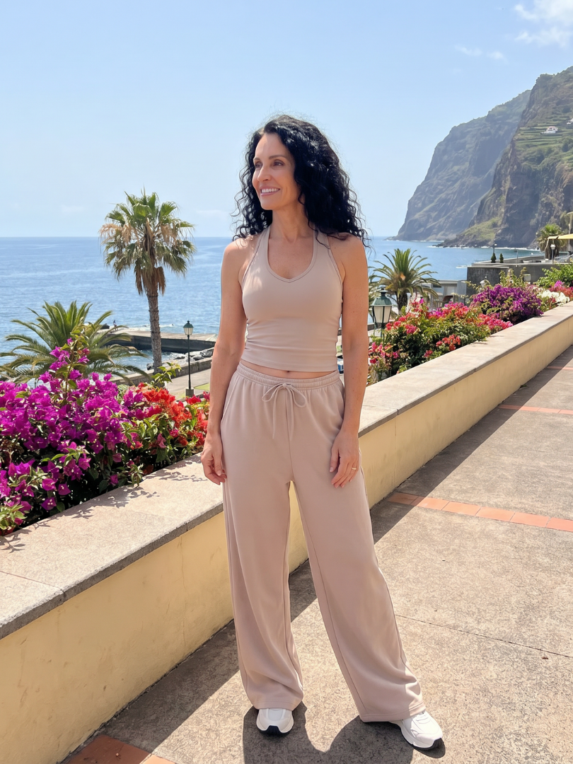 Two Piece Set Sleeveless Top and Wide Leg Pants