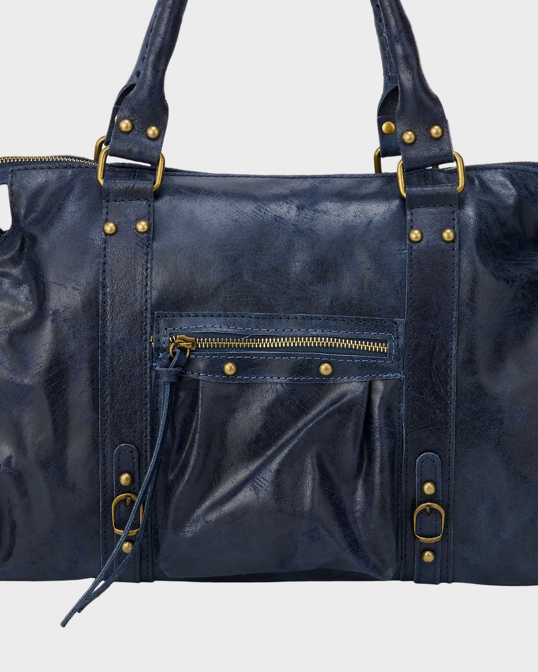 Navy Leather Tote Bag for Women | Spacious Work Laptop Bag