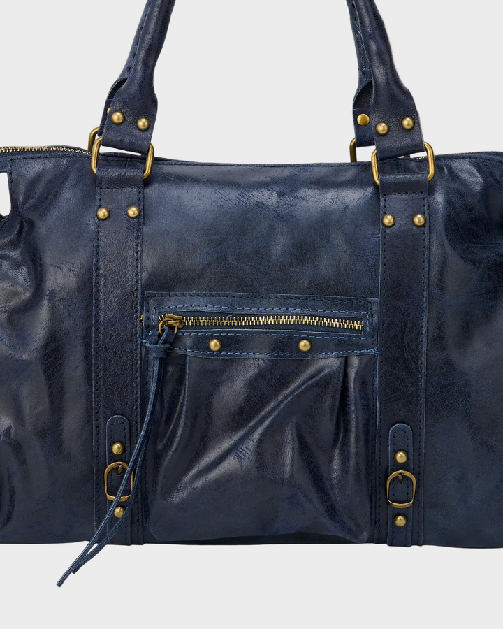 Navy Leather Tote Bag for Women | Spacious Work Laptop Bag