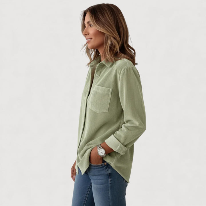 Corduroy Button Down Shirt for Women - Classic Relaxed Fit