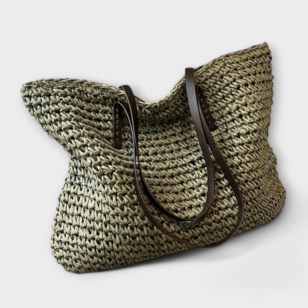 Woven Straw Tote Bag - Lightweight Beach Market Carryall