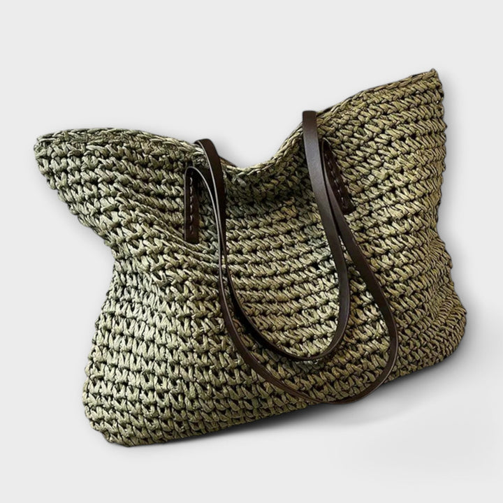 Woven Straw Tote Bag - Lightweight Beach Market Carryall