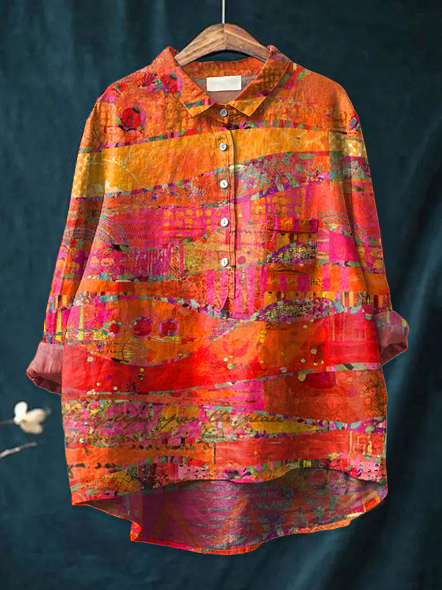 Abstract Print Blouse for Women | Elegant Statement Shirt