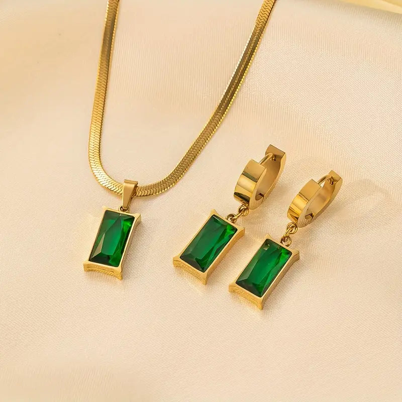 Gold Jewelry Set - Elegant Necklace and Earring Set for Women