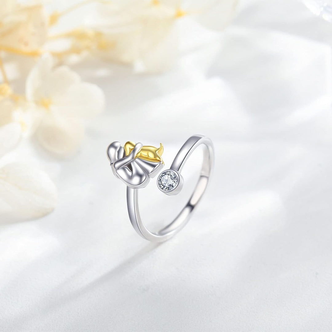 Sterling Silver Dog Hug Ring for Women - Adjustable Pet Lover Jewelry