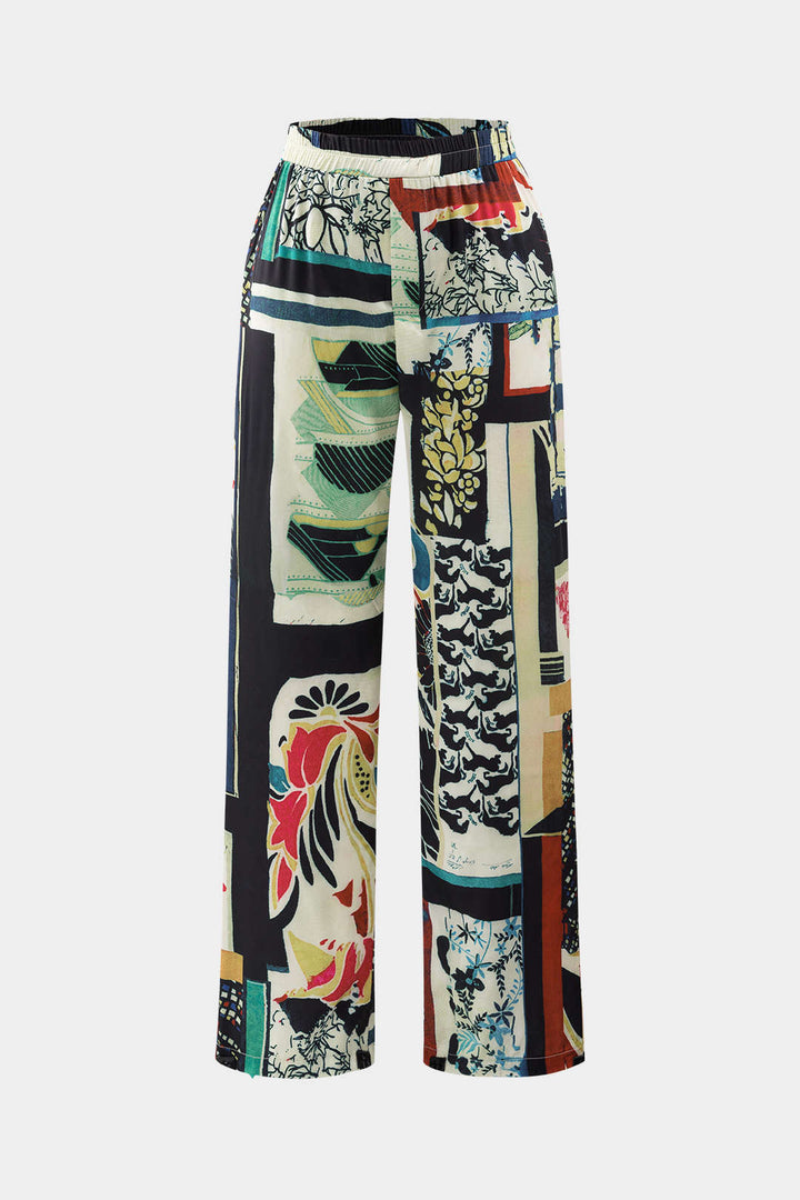 High Waisted Floral Trousers | Straight Leg Pants for Women