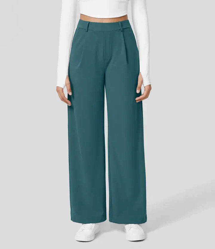 High Rise Stretch Trousers | Comfortable Straight Leg Pants