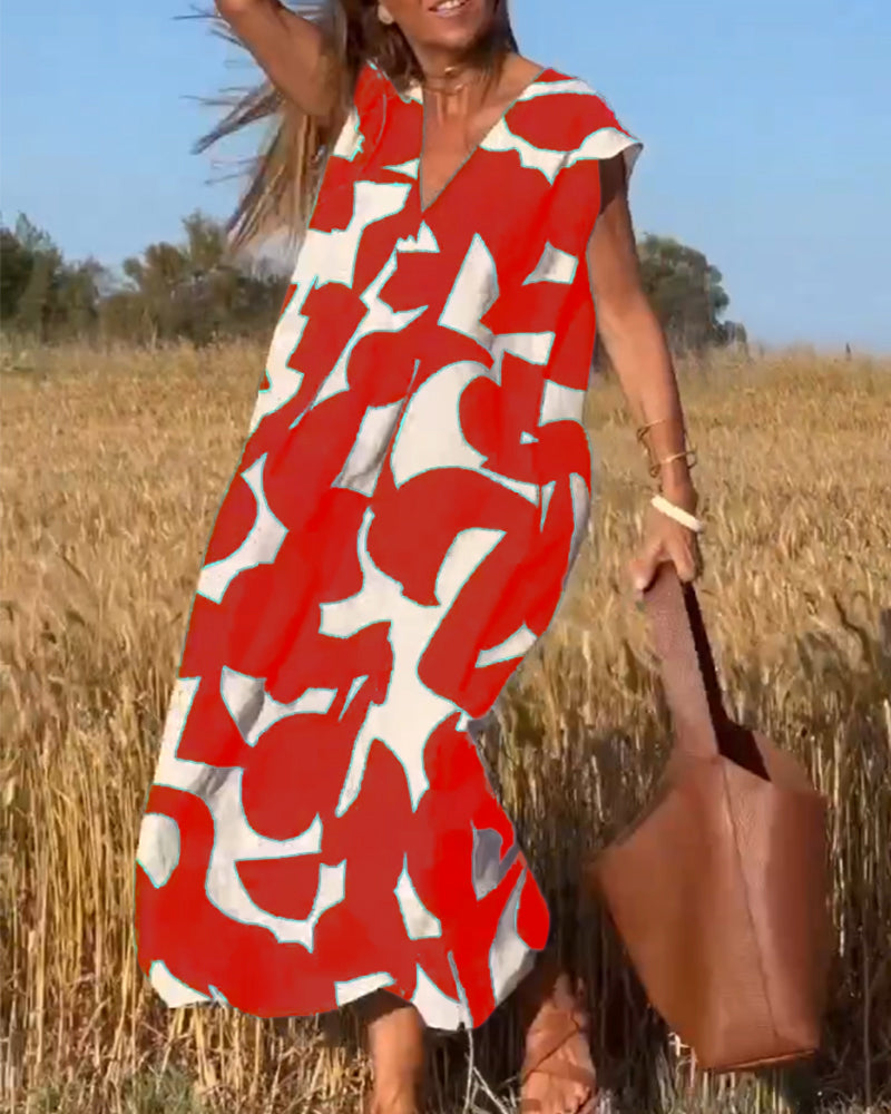 Relaxed Abstract Print Dress for Women | Comfortable Everyday Style