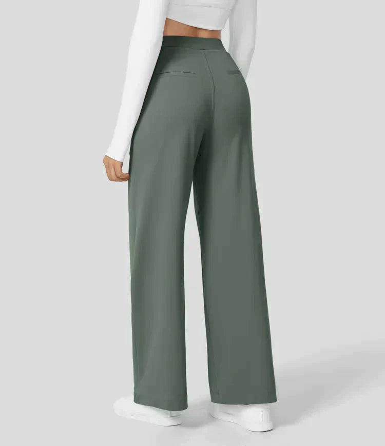 High Rise Stretch Trousers | Comfortable Straight Leg Pants