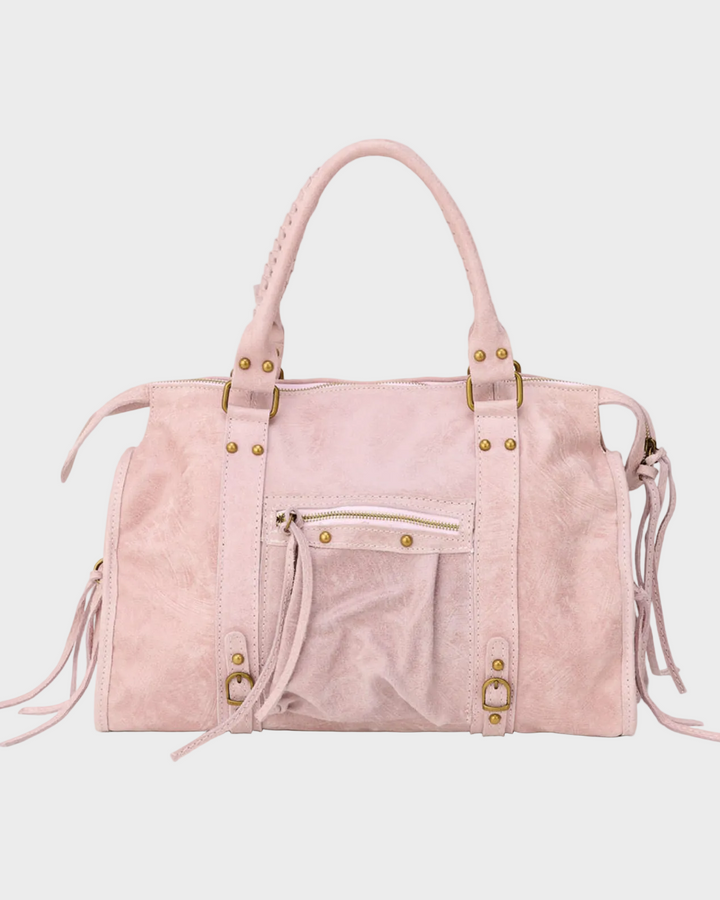 Vanilla Pink Leather Tote Bag - Genuine Italian Leather Handbag