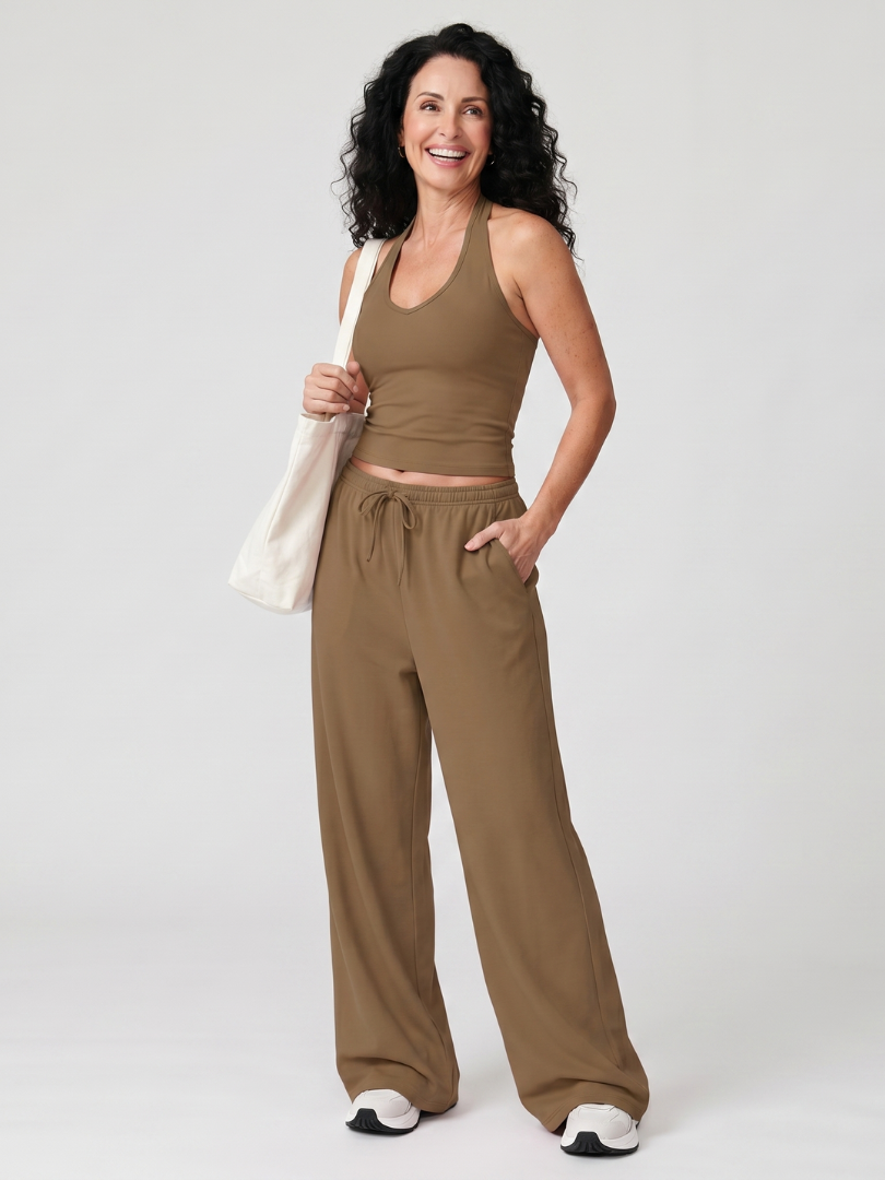 Two Piece Set Sleeveless Top and Wide Leg Pants