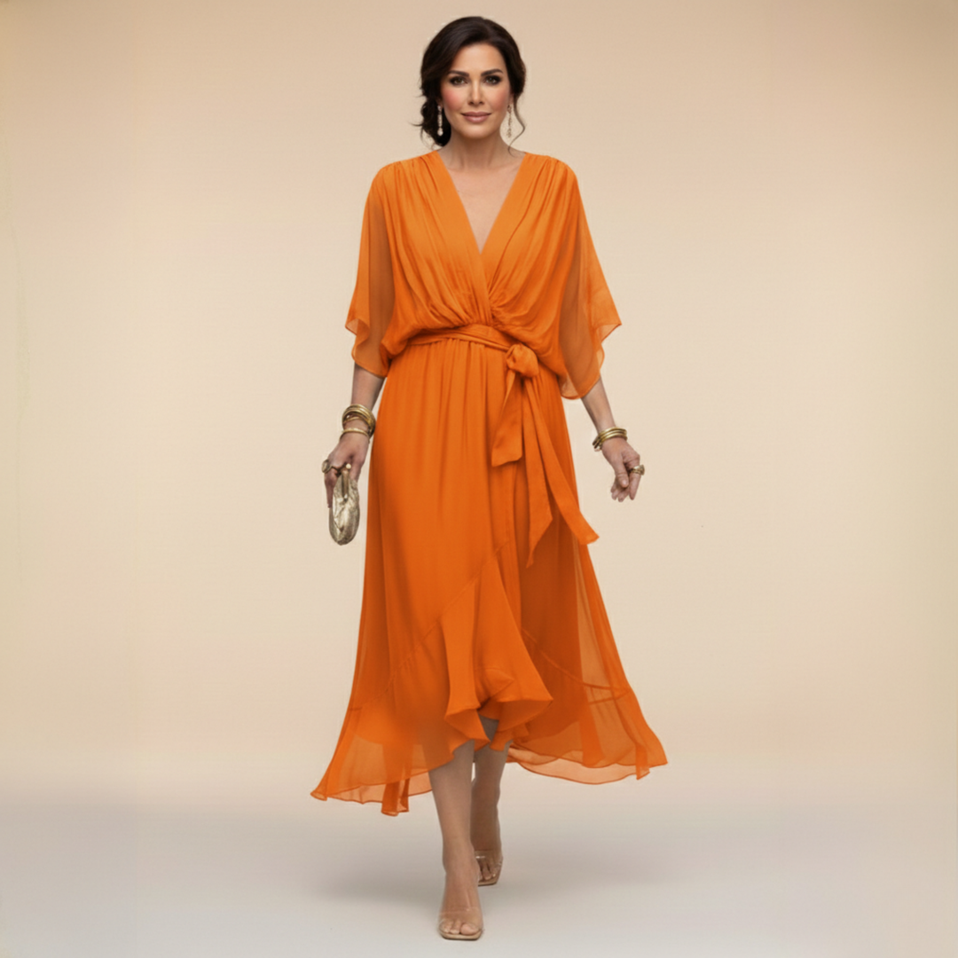 Chiffon V-Neck Maxi Dress for Women