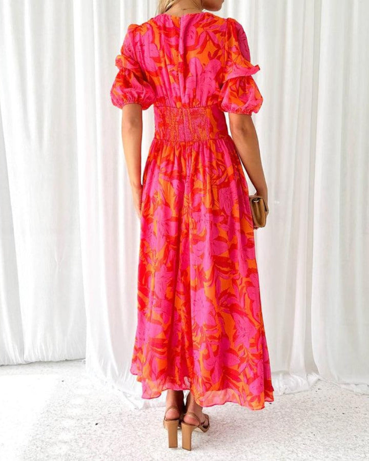 Flowy Printed Dress for Women - Relaxed Fit Casual Dress