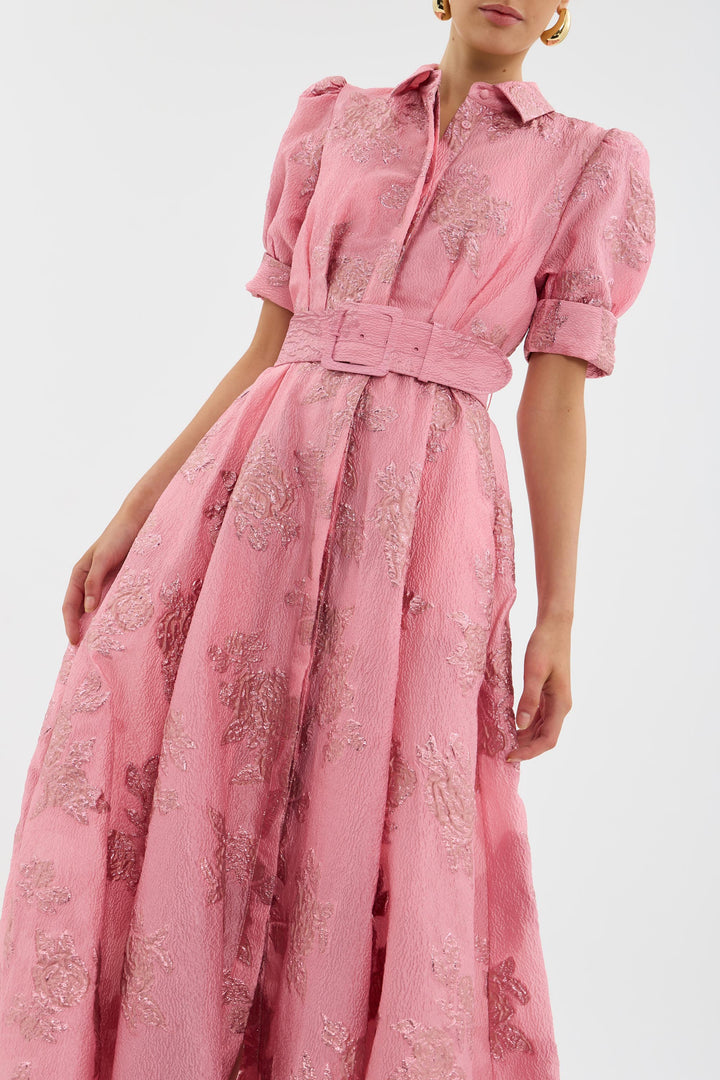 Puff Sleeve Dress | Elegant Short Sleeve Midi for Women