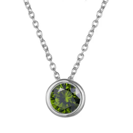 Birthstone Necklace White Gold Dainty Pendant for Women