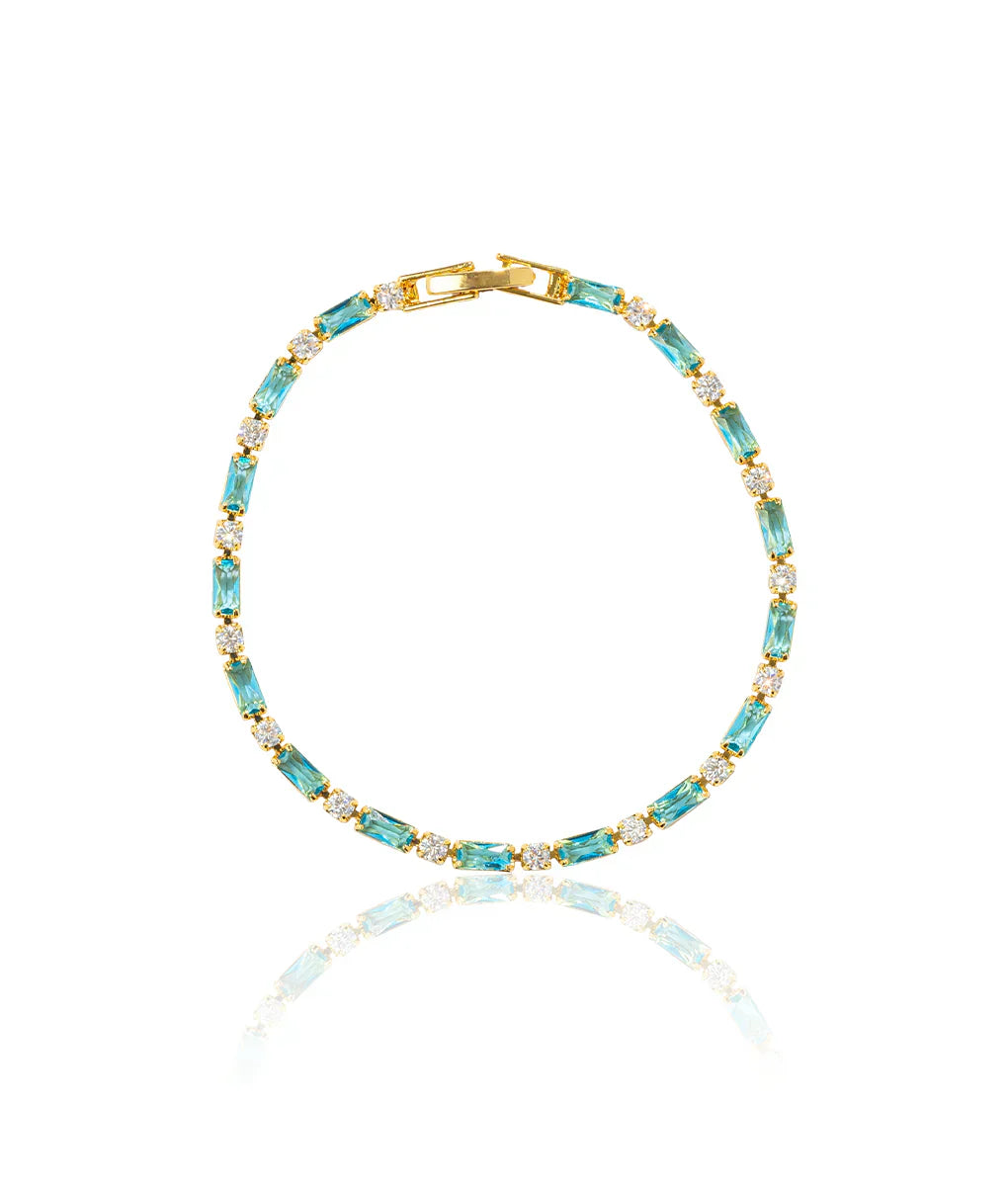 Turquoise Stone Bracelet with Gold Accents