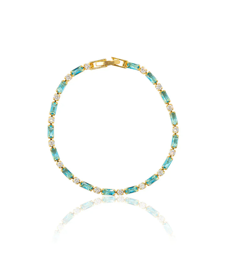 Turquoise Stone Bracelet with Gold Accents