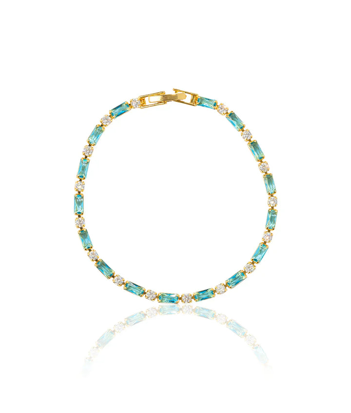 Turquoise Stone Bracelet with Gold Accents for Women