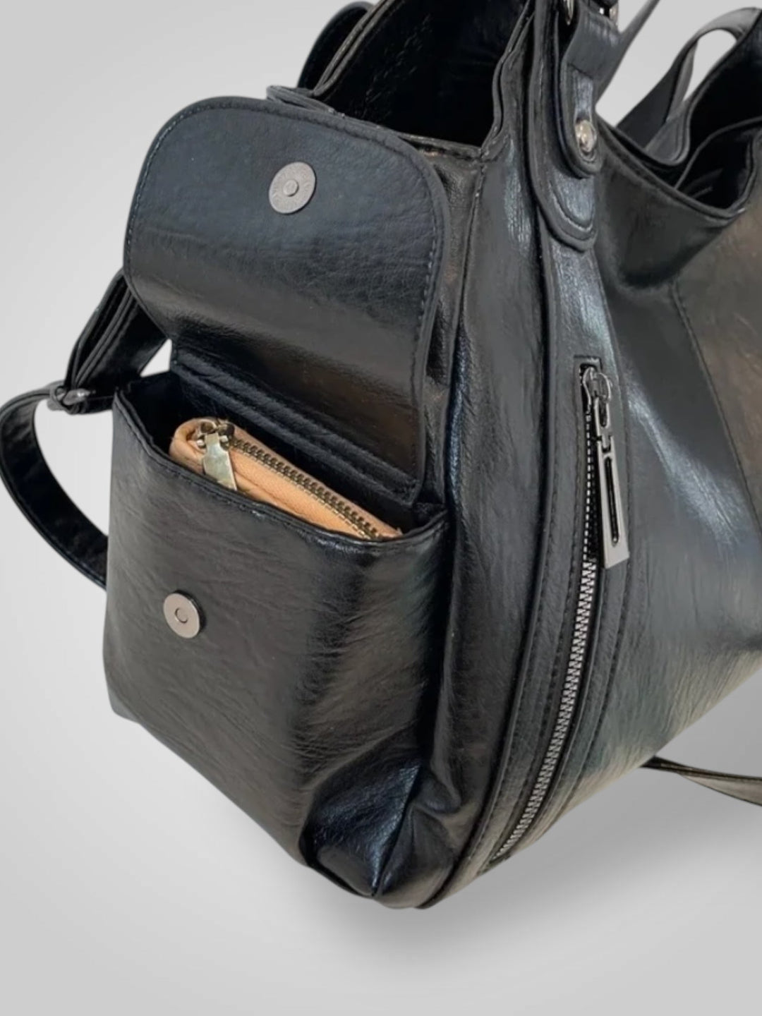 Vegan Leather Shoulder Bag - Spacious Everyday Handbag
