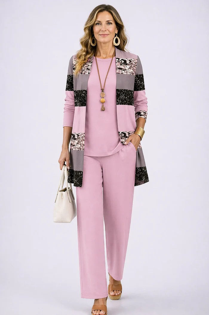 3-Piece Cardigan Set for Women - Relaxed Elegant Outfit