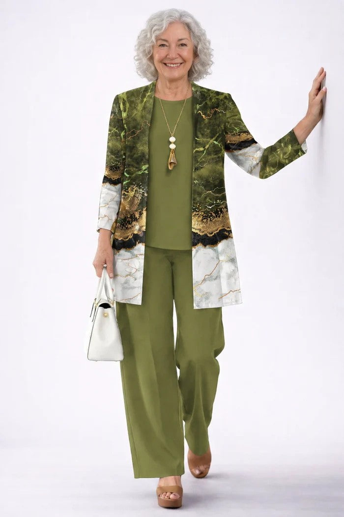 3-Piece Cardigan Set for Women - Relaxed Elegant Lounge Outfit