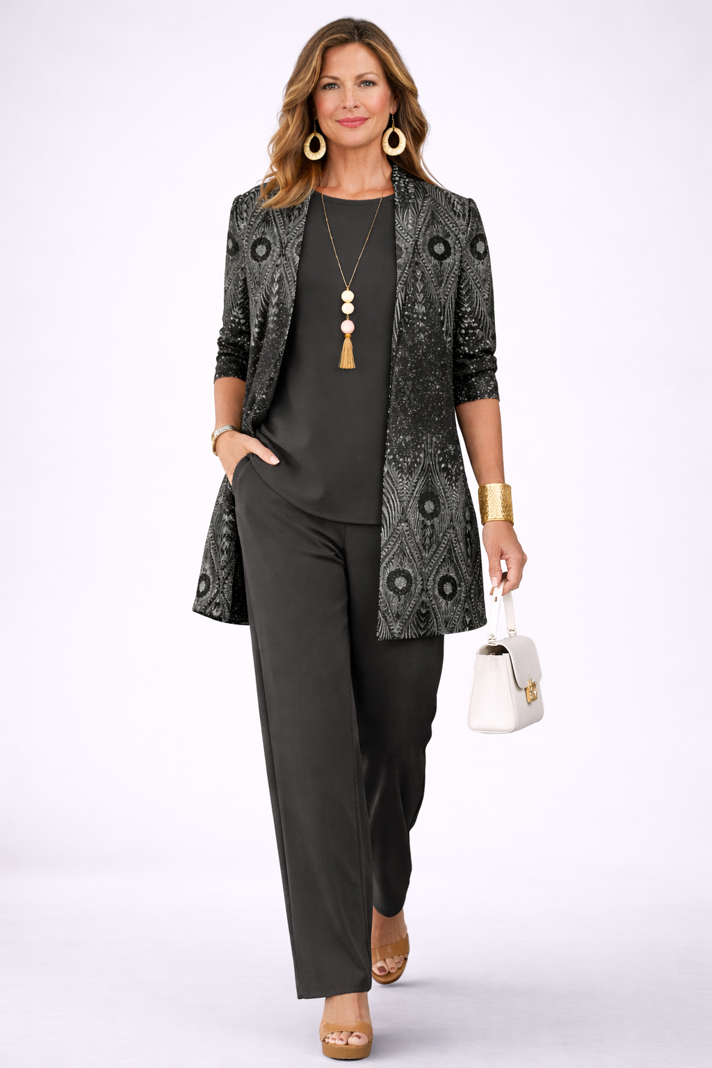 3-Piece Cardigan Set for Women - Earth Tone Loungewear