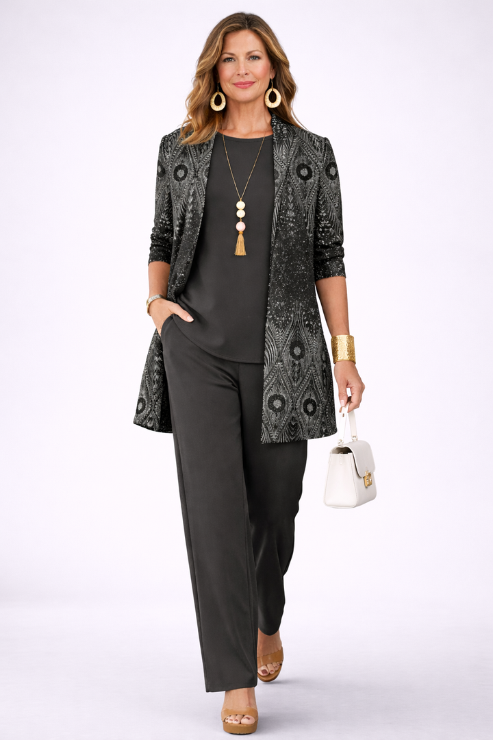 3-Piece Cardigan Set for Women - Earth Tone Loungewear
