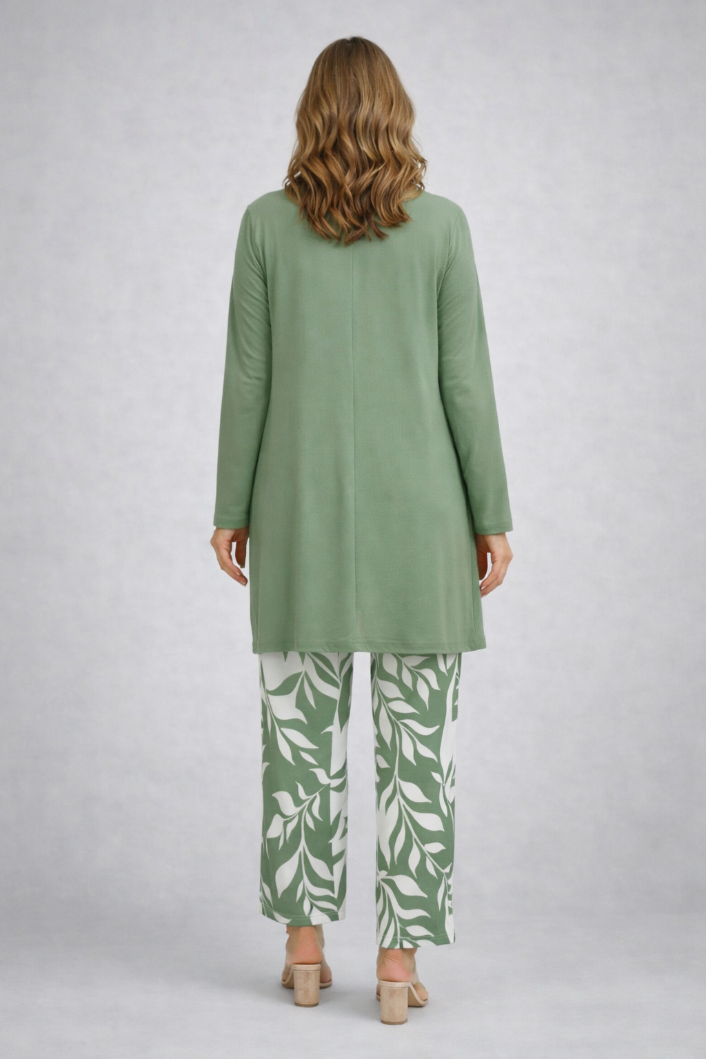 Three Piece Outfit Set for Women - Cardigan Top Palazzo Pants
