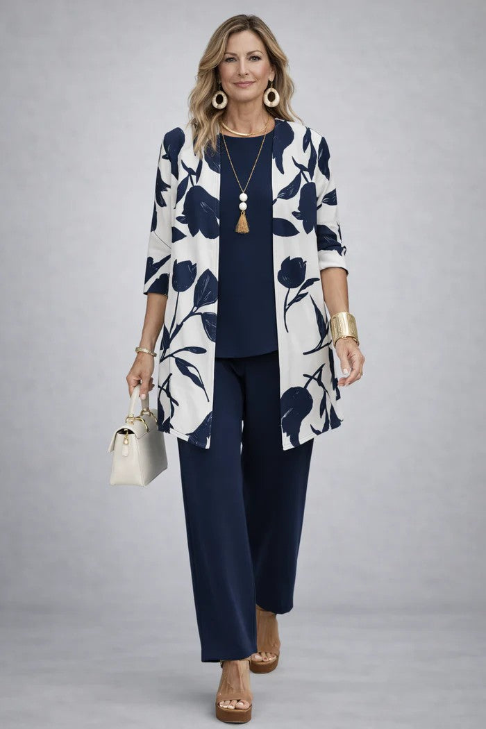 3-Piece Cardigan Set for Women - Relaxed Elegant Outfit