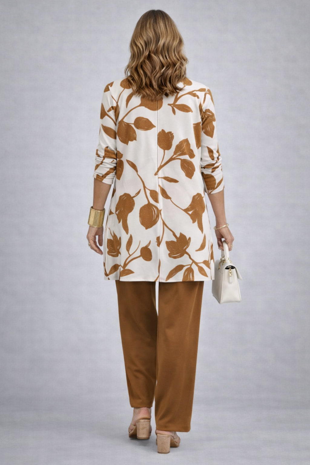 Three Piece Cardigan Set for Women - Floral Wide Leg Outfit