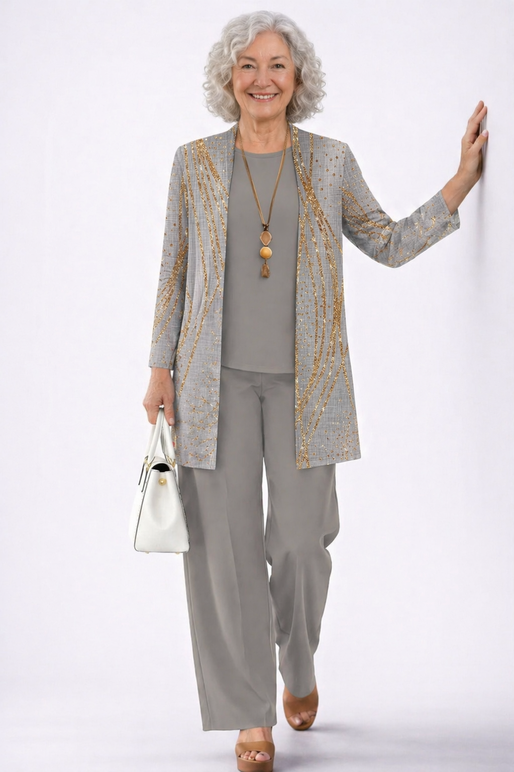 Women's 3-Piece Cardigan Set with Wide Leg Pants