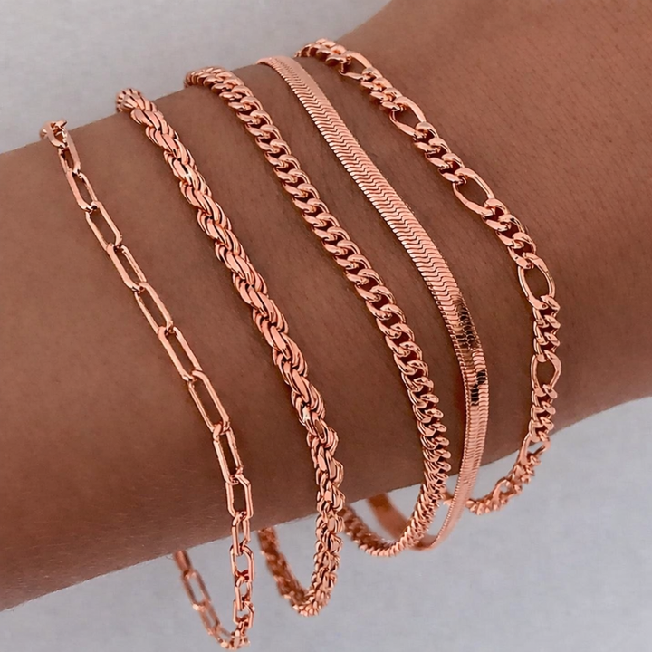 Gold Bracelet Set - Layered Stack Bracelets for Women