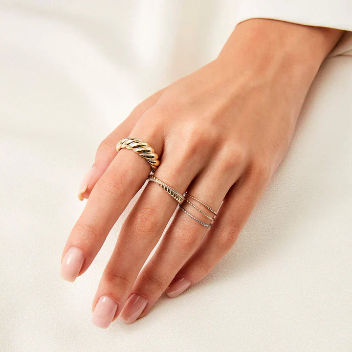 Croissant Ring Gold - Chunky Twisted Dome Statement Ring