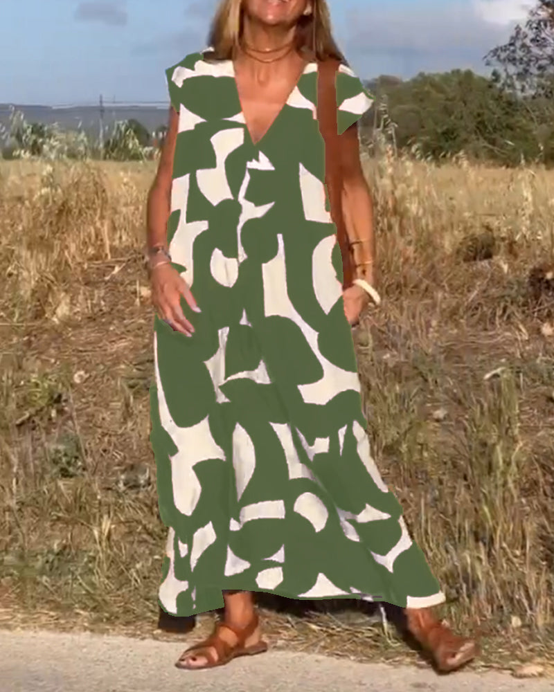 Relaxed Abstract Print Dress for Women | Comfortable Everyday Style