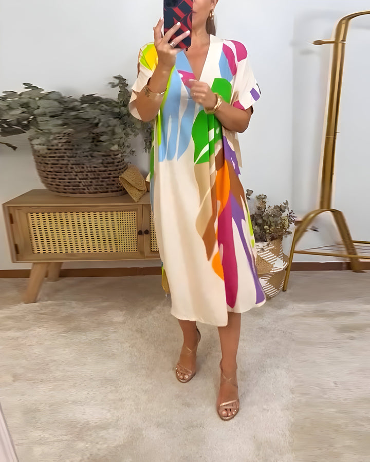 Abstract Print Dress for Women | Versatile Midi Dress
