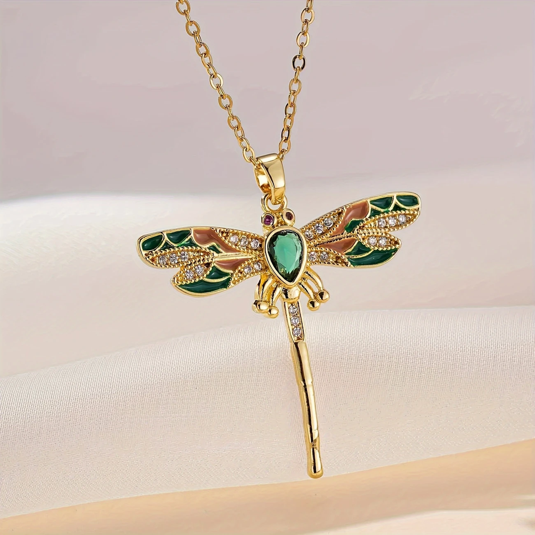 Dragonfly Necklace Gold Pendant Dainty Layering Jewelry