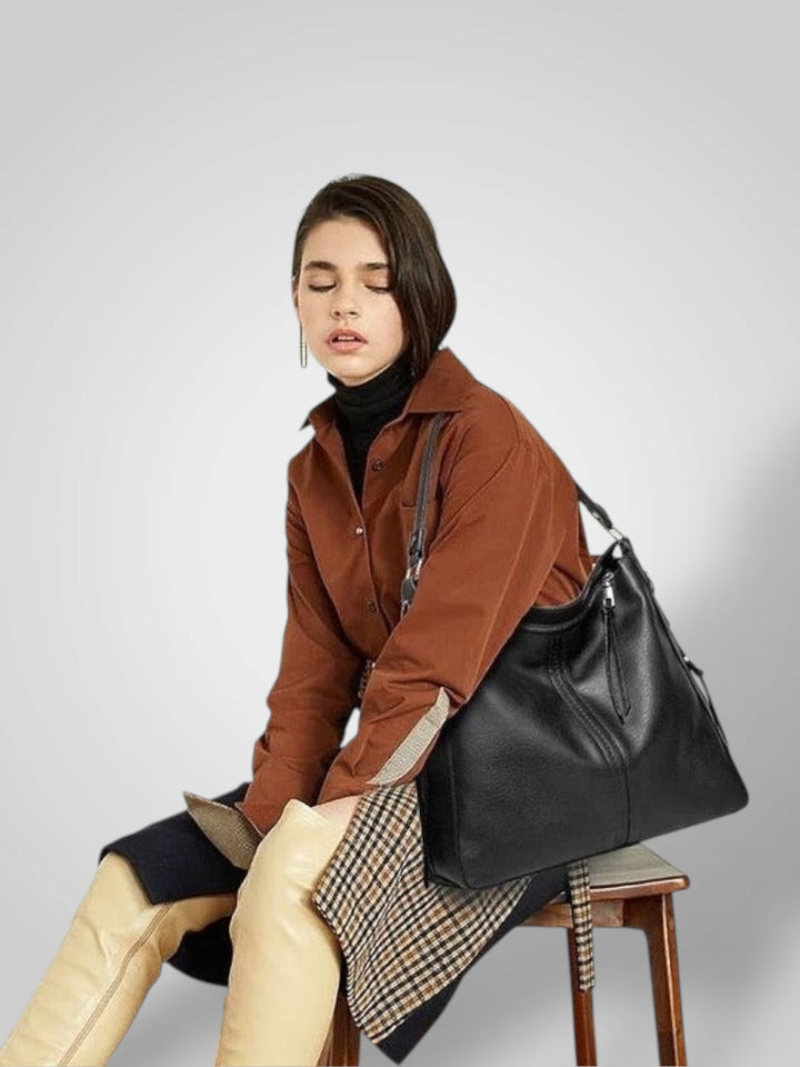 Leather Tote Bag for Women with Multiple Pockets