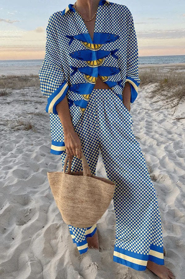 Linen Cotton Shirt and Pants Set for Women
