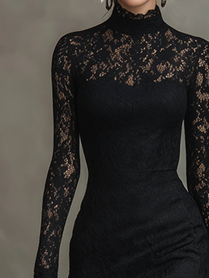 Black Lace Maxi Dress | Elegant Floor Length Evening Gown