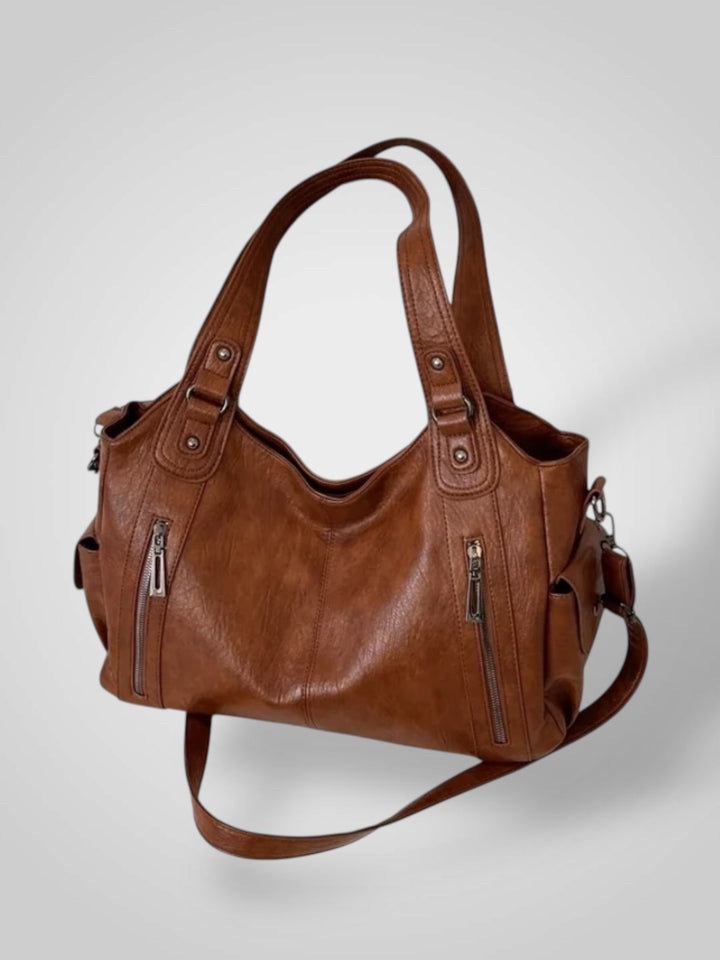 Vegan Leather Shoulder Bag - Spacious Everyday Handbag